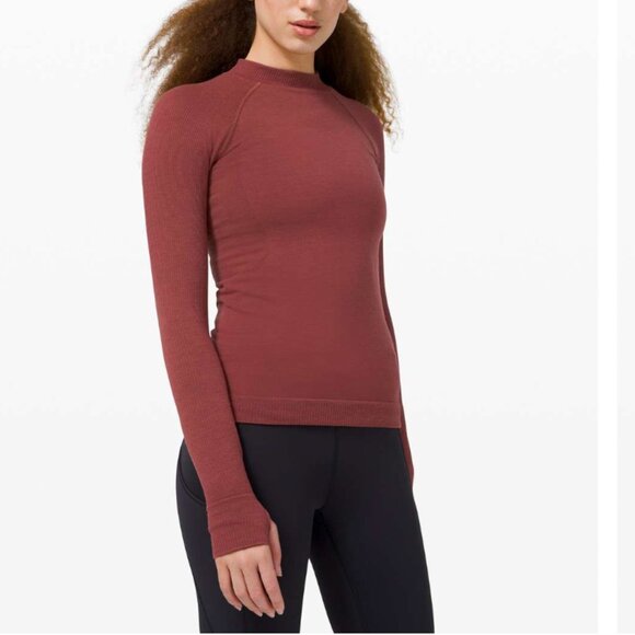 Lululemon Keep The Heat Thermal Long Sleeve Savannah Red Size Medium - Picture 1 of 6